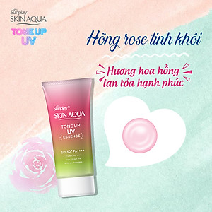 Kem chống nắng nâng tông Skin Aqua Tone up Rose cho da trắng, khuyết điểm xanh hoặc tái xanh, dạng tinh chất Sunplay Skin Aqua Tone Up UV Essence Happiness Aura (Rose) SPF 50+ PA++++ 50g