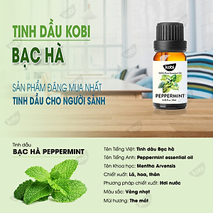 Tinh Dầu Bạc Hà Kobi - Tinh Dầu Thiên Nhiên Nguyên Chất, Tinh Dầu Xông Phòng, Giúp Giảm Stress, Xua Đuổi Côn Trùng Và Khử Mùi Hiệu Quả, Thích Hợp Dùng Với Đèn Xông Và Máy Khuếch Tán Tinh Dầu (5ml)