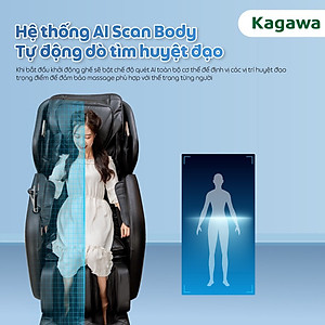 Ghế massage toàn thân Kagawa K6 Pro con lăn 4D, đa chức năng, tự động xoa bóp từ cổ, vai, gáy đến chân