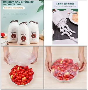 Sét 100 Túi Màng Bọc Thực Phẩm , Thức Ăn Co Giãn Hàng Loại 1 - Chính Hãng 