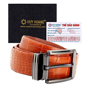 HC4757-58-59-60 - Thắt lưng nam da cá sấu Huy Hoàng nguyên con bụng 4P đầu kim màu đen, nâu đất, nâu đỏ, vàng bò