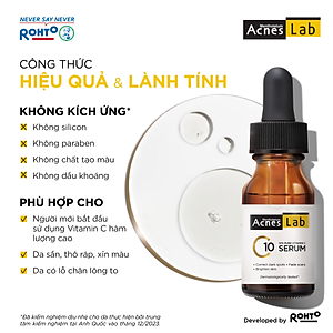 Seum VItamin C 10% dưỡng trắng mờ thâm sạm Acnes Lab C10 serum 15ml