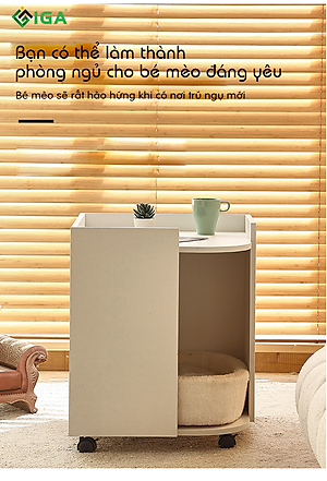 Nhà Cho Mèo Ngủ Kết Hợp Tủ Đựng Thức Ăn Chính Hãng IGA - GP194