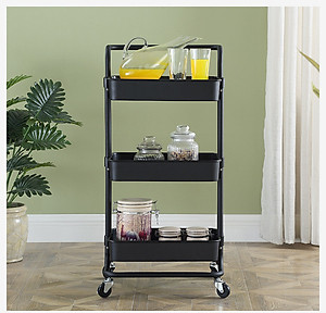 Giá (Kệ) đa năng 3 tầng Nhà của mẹ có bánh xe, có tay cầm, chất liệu khung sắt, khay nhựa - màu sắc giao ngẫu nhiên- Hàng chính hãng