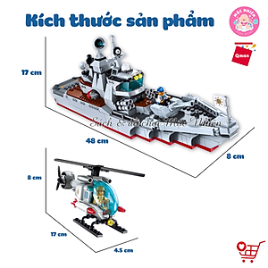 Đồ chơi lắp ráp xếp hình tàu chiến quân sự Qman 1722 – Tiến quân (539 mảnh ghép) dành cho bé trai từ 6 tuổi