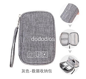 Túi đựng phụ kiện công nghệ đựng pin sạc dự phòng, điện thoại, cáp sạc usb, tai nghe có quai cầm, [Loại cao cấp - Màu Đen] Túi Đựng Phụ Kiện Công Nghệ Có Quai Cầm, Chống Nước - Hàng Chính Hãng dododios