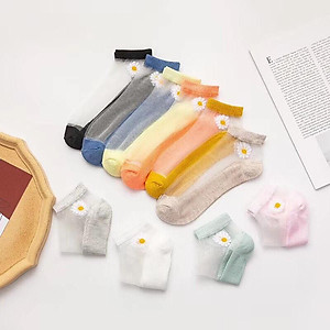 Combo 10 đôi Tất Lưới Hoa Cúc kèm túi - Túi 10 Đôi Tất Nữ Cổ Ngắn Sang Chảnh có sẵn