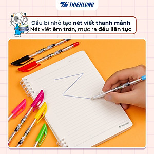 Combo 5/10/20 Bút bi Thiên Long TL-062 ngòi 0.38mm mực xanh đỏ đen có nắp đậy đầu bi nhỏ tạo nét viết thanh mảnh