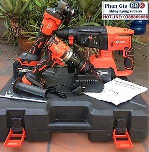 Bộ Combo 3 Máy Gồm Máy Khoan Đục Bê Tông, Máy Khoan Pin Và Máy Mài Cầm Tay Dùng Pin 199V, 2 Pin 15 Cell - Động Cơ Không Chổi Than (Bảo Hành 12 Tháng)