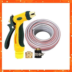 Bộ dây vòi xịt nước rửa xe, tưới cây tăng áp 3 lần,loại 15M (nối đồng nhựa đen) 206317