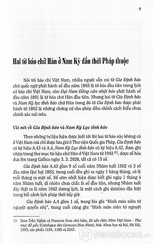 HAI TỜ BÁO CHỮ HÁN Ở NAM KỲ ĐẦU THỜI PHÁP THUỘC - Bìa cứng