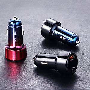 Tẩu củ sạc nhanh đa năng dành cho xe hơi / ô tô 2 cổng USB hiệu Baseus Dual-USB (45W - 6A, Công nghệ sạc nhanh Quick Charge 3.0 / Quick Chagre 4.0, 2 cổng USB Car Charger) - hàng chính hãng