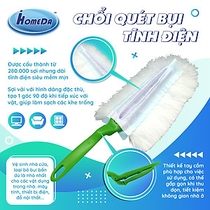 Combo Chổi Quét Bụi Ô Tô Tĩnh Điện ( 1 cán + 4 bông lau) + Bông Lau Thay Thế ( 6 Bông Lau) IHomeDa