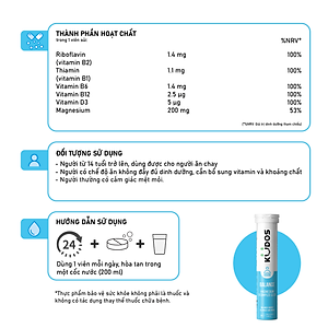 Thực phẩm bảo vệ sức khỏe KUDOS BALANCE MAGNESIUM WITH B VITAMIN COMPLEX & D3 (20 viên/tuýp)