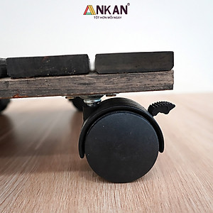 Đế Lót Chậu Cây Có Bánh Xe Thương Hiệu ANKAN, Đế Để Chậu Cây, Mặt Vuông Bằng Gỗ Tràm, Màu Đen Đường Kính 30 Cm, Tải Trọng 80kg - Hàng Xuất Khẩu