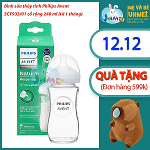 Bình sữa thủy tinh  mô phỏng tự nhiên hiệu Philips Avent (240ml - đơn) cho trẻ từ 1 tháng tuổi 673.13