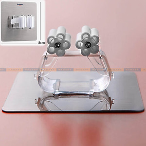 Móc Treo Chổi Dán Tường Hamart Kẹp Cây Lau Nhà Dính Siêu Chắc Chịu Lực Ánh Kim Cao Cấp BẢN LỚN 8x8