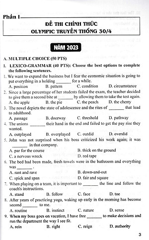 Tổng Tập Đề Thi Olympic 30 Tháng 4 Môn Tiếng Anh Lớp 11 - HA