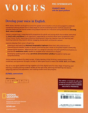 Voices Pre-Intermediate A2/B1: Student's Book BRE + OLP/EBK CSTM (Vietnam Edition)
