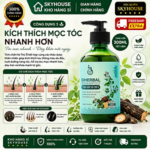 Dầu gội thảo dược thiên nhiên tinh chất hà thủ ô độc quyền DHERBAL chai 300ml dầu gội tóc chắc khỏe suôn mượt chính hãng