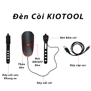 Đèn xe đạp thể thao KIOTOOL siêu sáng có còi pin sạc usb led T6 chống nước - Đèn còi xe đạp có 3 chế độ sáng còi to