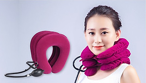 Đai Gối Hơi Đỡ Cổ Massage Hỗ Trợ Điều Trị Kéo Dãn Đốt Sống Cổ KUNBE ( Bóng Kim Loại )