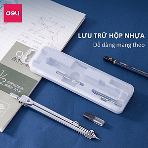 Bộ Compa Kim Loại Chì Bấm Deli - Phù Họp Vẽ Tranh Thiết Kế Chuyên Dụng Cho Học Sinh Vẽ Kỹ Thuật Học Sinh Vẽ Đường Tròn Hình Học - 8601