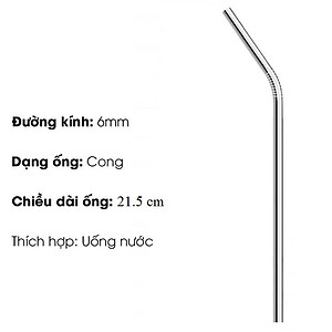 Bộ Ống Hút Inox 304 Thép Không Gỉ - 5 Món Thân Thiện Với Môi Trường