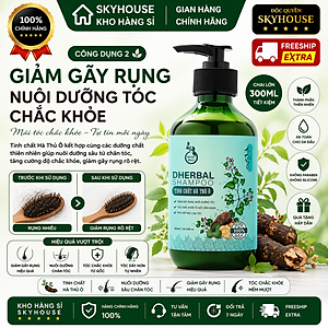 Dầu gội thảo dược thiên nhiên tinh chất hà thủ ô độc quyền DHERBAL chai 300ml dầu gội tóc chắc khỏe suôn mượt chính hãng