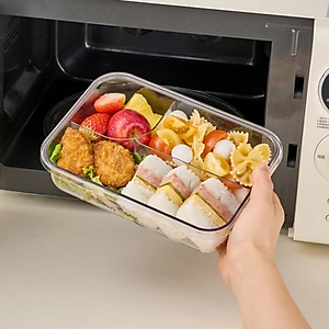 Hộp cơm nhựa 3 ngăn trong suốt  LocknLock 750ml - LCB501 và 1L - LCB502 - 2 màu (Tím, Xanh)