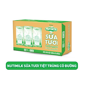 Thùng 48 Hộp NutiMilk Sữa tươi 100 điểm - Sữa tươi tiệt trùng Có đường 110ml TU.STCD110TI NUTIFOOD