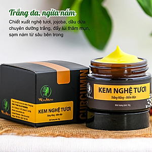 Bộ dưỡng trắng da mặt Wonmom ( 1 kem nghệ tươi 50g + 1 scrub nghệ tẩy mặt 70g)