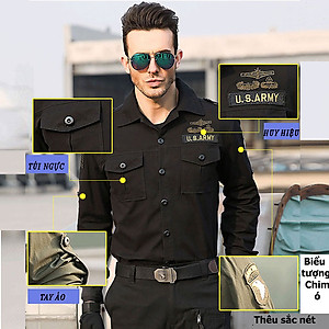 Áo Sơ Mi Dài Tay Lính Mỹ U458 US ARMY, Chất Liệu Vải Kaki Cao Cấp Thiết Kế Túi Hộp Phong Cách Loại Xịn- HÀNG CHÍNH HÃNG