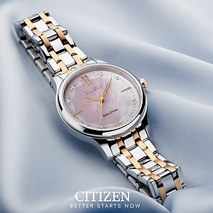 Đồng Hồ Nữ Citizen Đính Đá Swarovski Dây Thép Không Gỉ EM0896-89Y - Mặt Xà Cừ