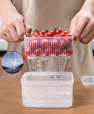 Set hộp thực phẩm 2 lớp bảo quản tủ lạnh, dùng được trong lò vi sóng Nakaya 1.1L - Hàng nội địa Nhật Bản (#Made in Japan)