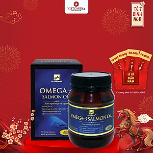 Viên uống Omega 3 dầu cá Hồi nhập khẩu chính hãng Úc OMEGA 3 SALMON OIL (180 viên) hỗ trợ giảm mỡ máu, giảm nguy cơ xơ vữa động mạch, cung cấp các chất dinh dưỡng cần thiết cho não bộ, tốt cho mắt