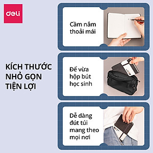 Sổ Tay Bìa Da Kẻ Ngang Mini A6 Chống Nước, Cao Cấp Deli - 192 Trang 80gsm - Ghi Chép, Takenote, Làm Quà Tặng Nhật Kí