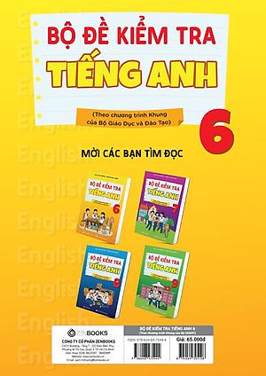 Sách Bộ Đề Kiểm Tra Tiếng Anh Lớp 6 (Theo CT Mới Của Bộ GD&ĐT)
