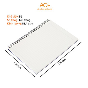 Sổ tay B6 bìa nhựa gáy lò xo 140 trang thương hiệu AO