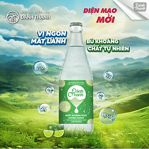 Thùng 12 chai Nước Khoáng Thiên Nhiên Có Ga Đảnh Thạnh Khoáng Chanh chai thủy tinh 430ml