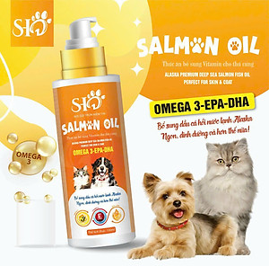 (Bản mới ) - Dầu cá hồi cho chó mèo Salmon Oil SHD dưỡng lông mượt lông ngăn ngừa rụng lông tăng đề kháng chai 100ml