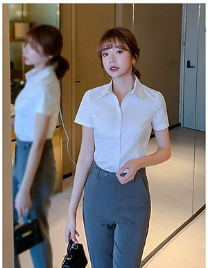 Áo sơ mi công sở Haint Boutique, Áo sơ mi trắng nữ ngắn tay mẫu cơ bản