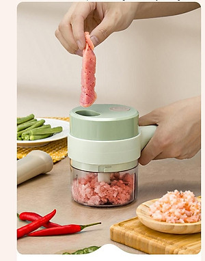 Máy xay mini cầm tay 3 trong 1 (máy xay nghiền tỏi ớt, rau củ, sinh tố;, máy nạo gọt hoa quả; máy cắt sợi, thái lát đồ ăn) dễ dàng vệ sinh - Chính hãng MINIIN (Giao màu ngẫu nhiên)