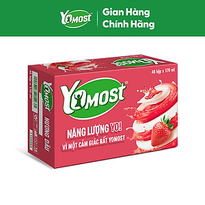 Thùng 48 Hộp Sữa Chua Lên Men Tự Nhiên Yomost Vị Dâu (170ml/Hộp)
