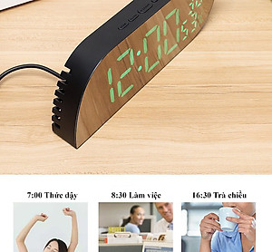 Đồng hồ LED Mặt Gương để bàn Nhiệt độ, Độ ẩm - L08