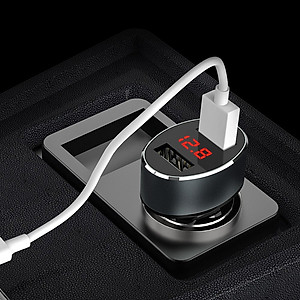 Tẩu sạc oto hoco z26 2 cổng sạc 2.4A có led hiển thị dùng cho ô tô xe hơi giao mầu ngẫu nhiên - hàng chính hãng