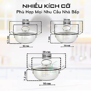 Nồi inox chống dính cao cấp Fivestar nắp kính inox 430 , tặng 5 muỗng ăn 18cm | 20cm | 22cm | 24cm | 26cm | 28cm