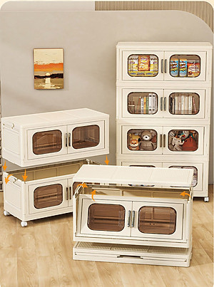 (Ngang 80cm) Tủ Nhựa Gấp Gọn 3/4/5 Tầng Cao Cấp 2 Cánh Cửa Mở-Hộp Đựng Đồ Đa Năng Bằng Nhựa PP, Tháo Lắp Dễ Dàng