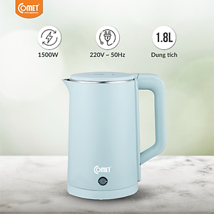 Bình đun siêu tốc 2 lớp Comet CM8226 – Hàng chính hãng -  Dung tích 1.8L, công suất 1500W, chống bỏng, tự ngắt an toàn