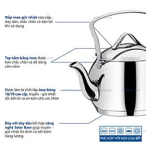 Ấm inox 18/10 Korkmaz Tombik 3.5 lít